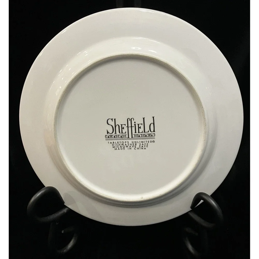 Tabletops Sheffield Yellow Black Porcelain Botanical Floral Replacement Plate